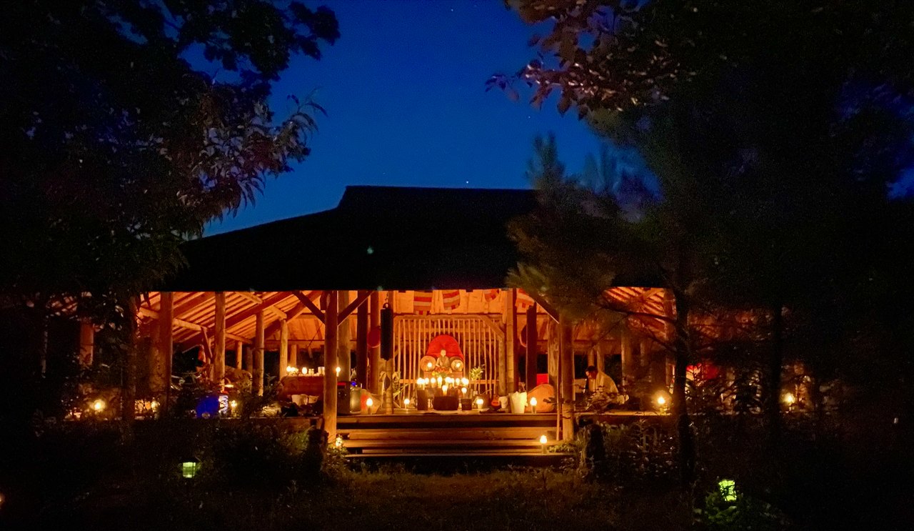 The ceremony space at dusk