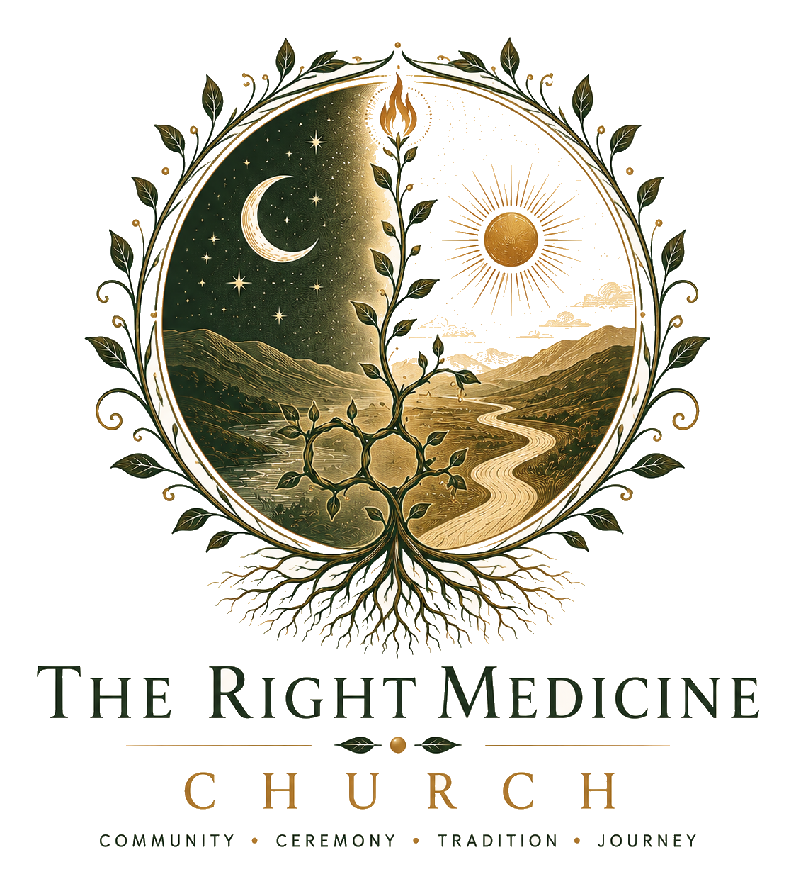 The Right Medicine Church botanical logo artwork