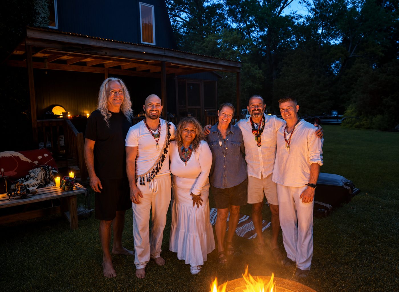 The circle, together at the fire